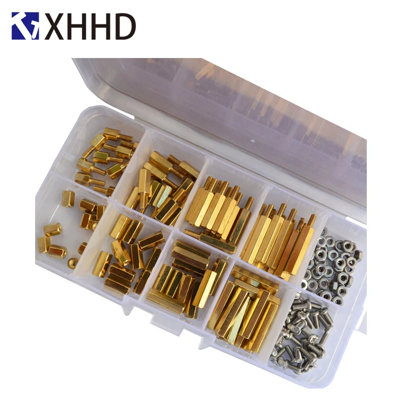 

M2.5 Hex Brass Male Female Standoff Pillar Mount Hexagon Threaded PCB Motherboard Spacer Bolt Screw Nut Assortment Kit Set Box