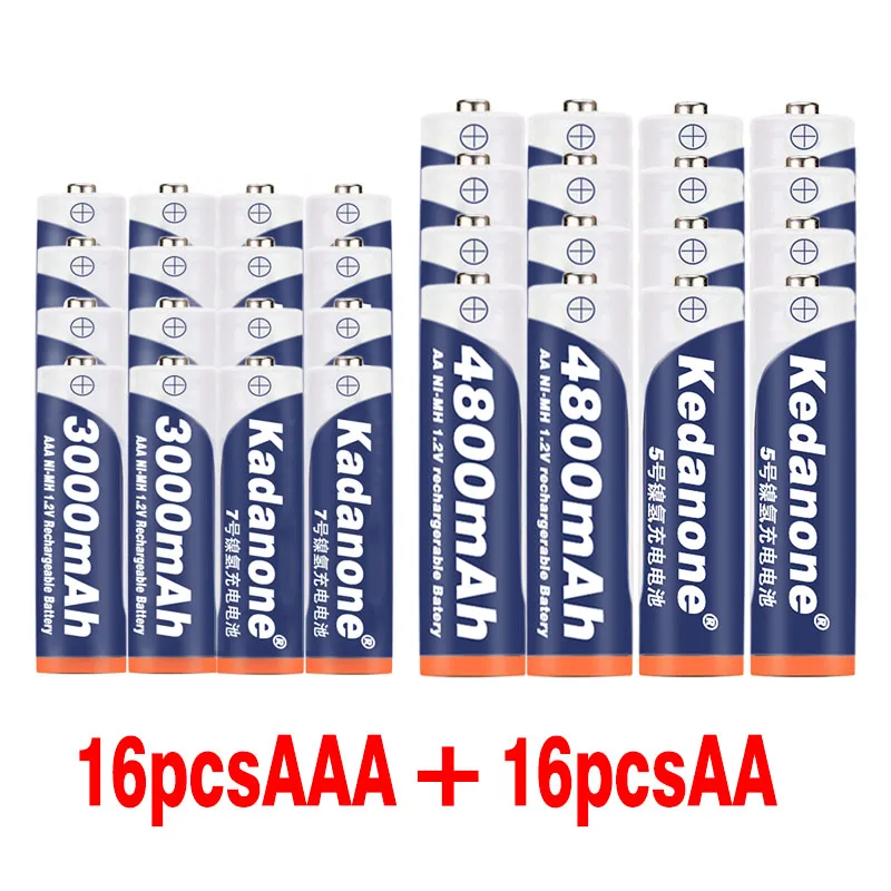 4~ 40 шт AAA 3000mAh+ AA 4800mAh 1,2 v Ni-MH аккумуляторная батарея Фонарь для игрушек микрофон камеры и т. Д