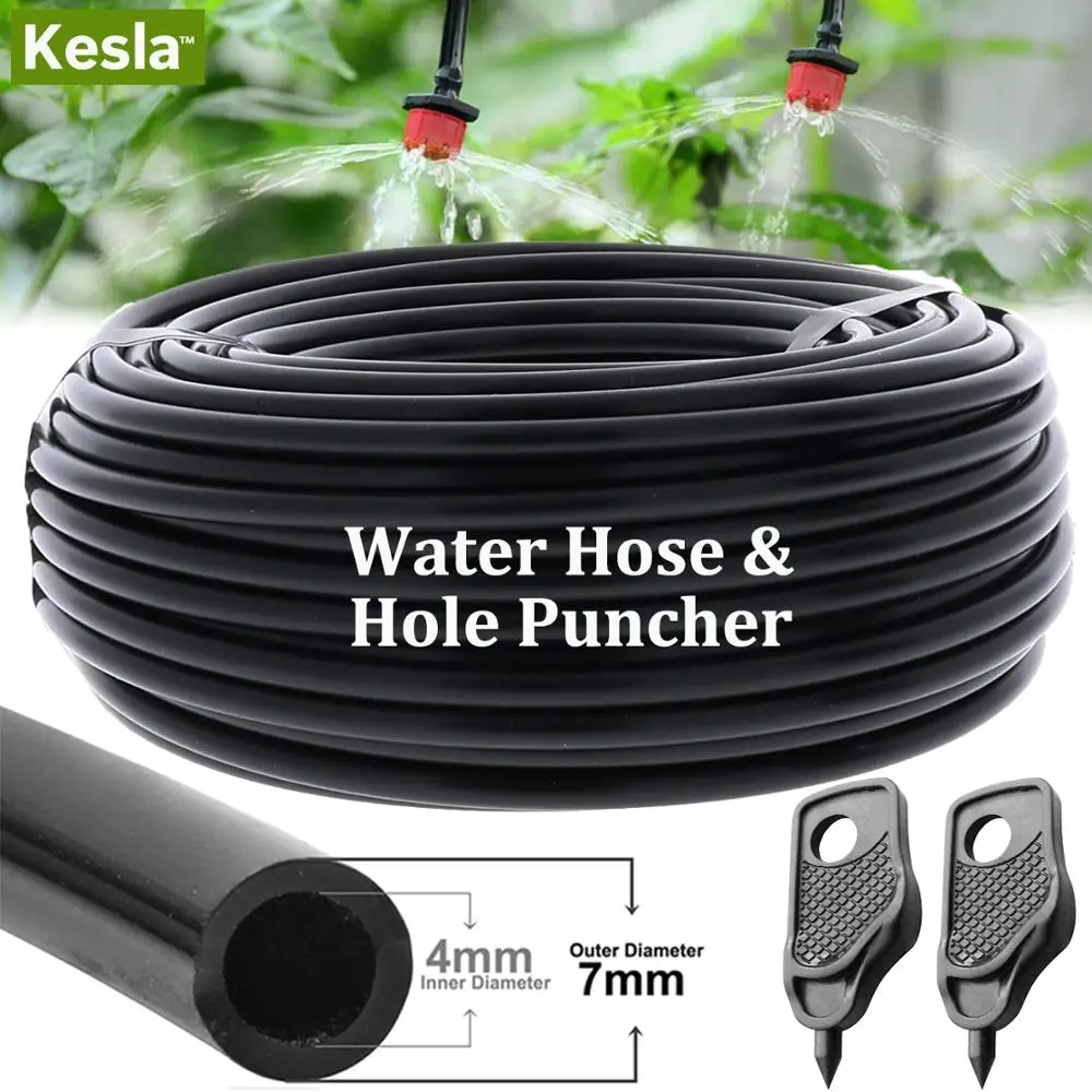 

10m-30m Garden Watering Hose Irrigation Pipe 4/7mm Pipe w/ Hole punchers fit Drip Irriagtion System Kit for Greenhouses Balcony