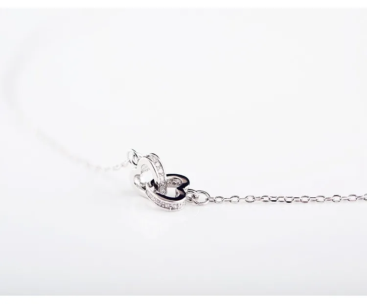 Корея Мода Сердце к сердцу 925 пробы серебряные ожерелья цепи Чокеры серебряное ожерелье ювелирные изделия воротник Colar