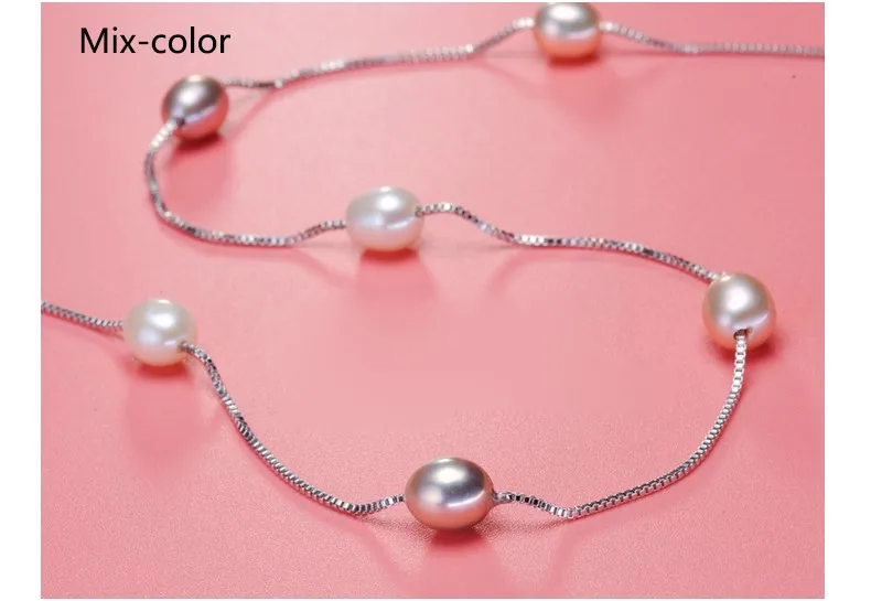 Настоящее серебро пробы S925 7-8 мм Натуральная жемчужная подвеска с кисточкой ожерелье жемчужное ожерелье для женщин