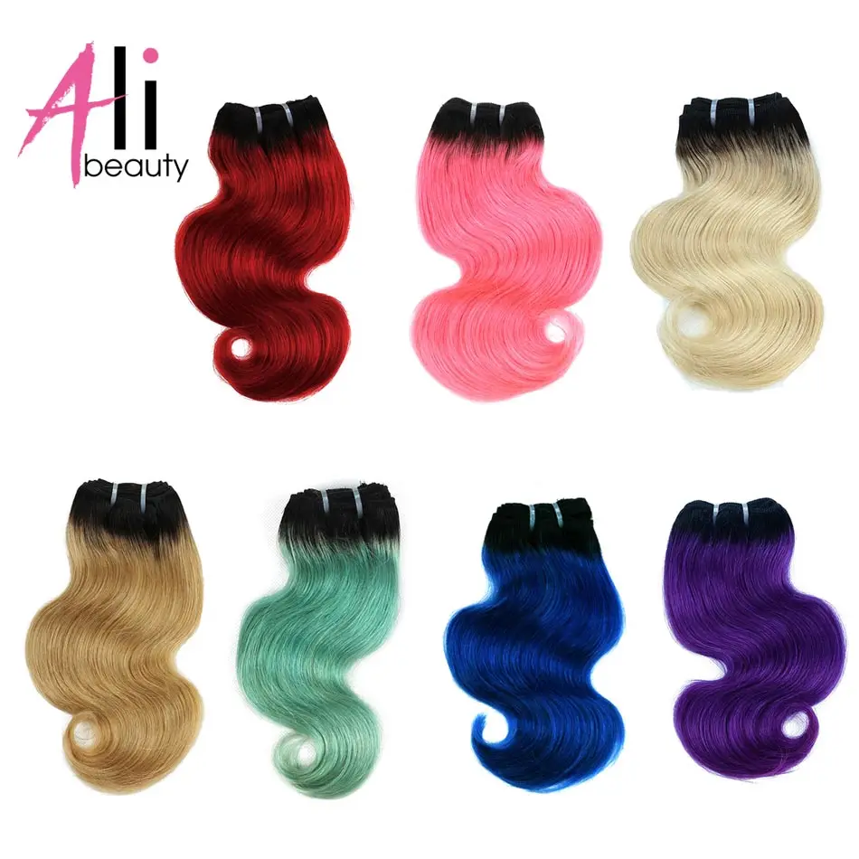 

Ali-Beauty Body Wave Human Hair Weaves Machine Made Remy Human Hair Extensions 8 Inches 50g/pcs