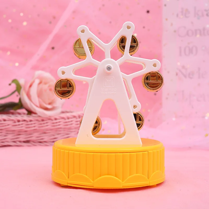 

Plastic Ferris Wheel Music Box Pink Girl Star Moon Rainbow Unicorn Glowing Music Box Home Decoration Desktop Ornament