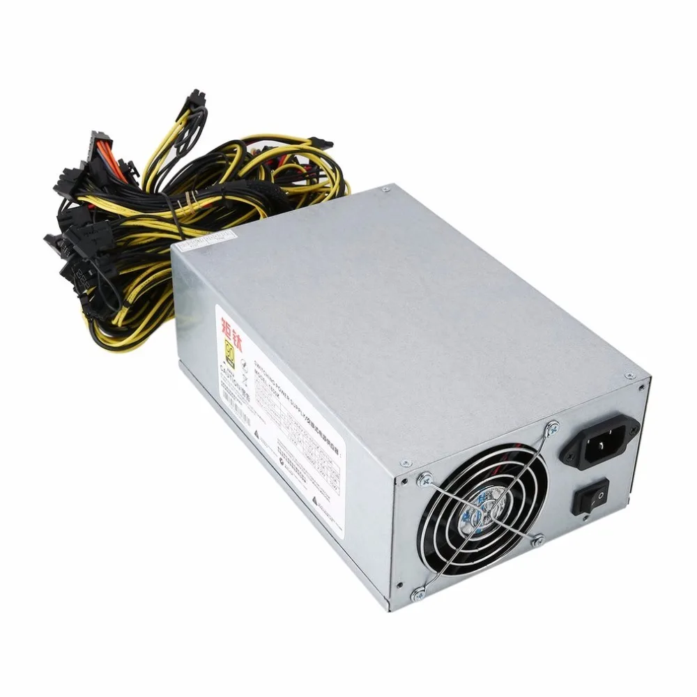 1800W High Efficiency Power Supply for ATX Coin Mining Miner Machine 6 GPU ETH BTC Ethereum with Low Noise Cooling Fan