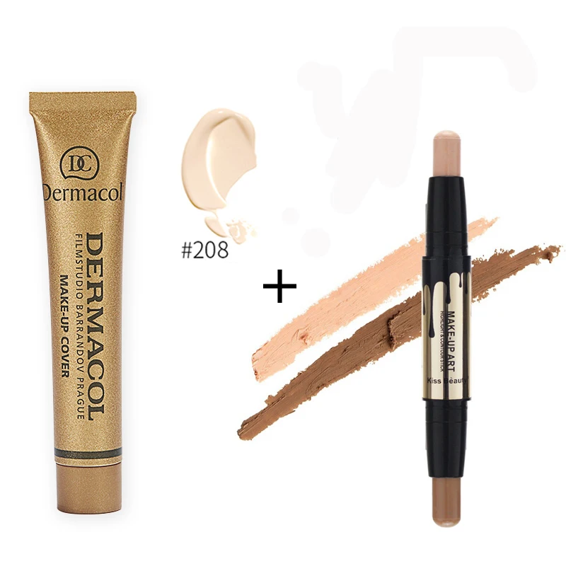 

Base Dermacol Make up Cover Concealer Corretivo Countour Makeup Cream Anti-cernes Double Bronzers Highlighters Dropshipping 2017