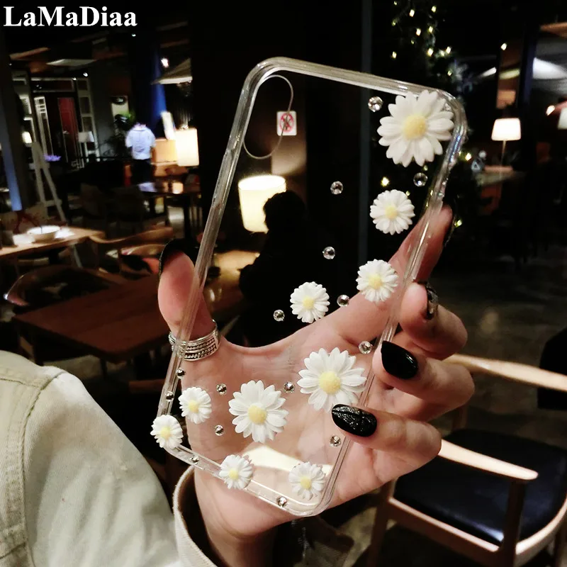 

For Xiaomi Redmi 5 6 4X 4A 5A 6A Note 4 5 6 7 Note4X 5A Glitter Flower Rhinestone Diamond Transparent Phone Case Soft Back Cover