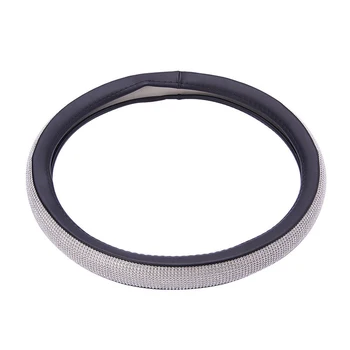 

Pu Steering Wheel Cover 15'' Black W/ PU Girls Car Glitter Truck Diamond Leather Skidproof Ladies 38cm Universal