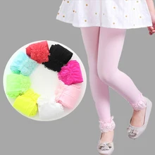 Летние леггинсы для девочек с тонкой верхней одеждой, штаны с эластичным кружевом, новинка года, детские штаны на весну и осень