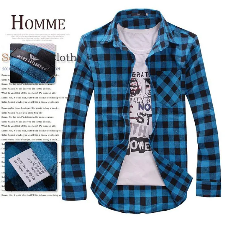 2018 أزياء الرجال منقوشة قميص الرجال camisas 2017 وصول جديدة منقوشة طويلة الأكمام قميص الذكور عارضة عالية الجودة قميص WF12 M-XXL h