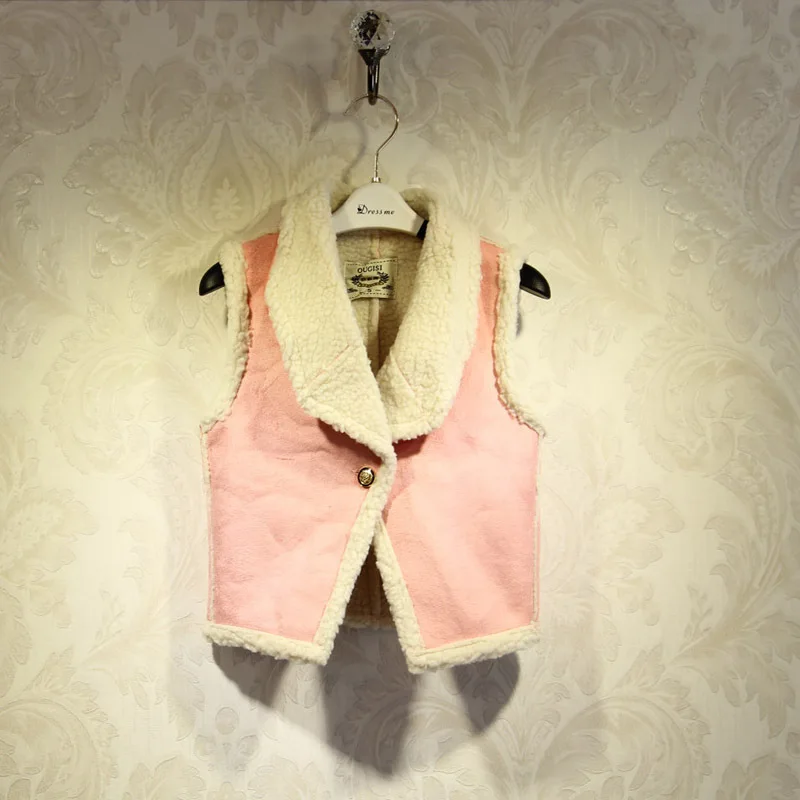 New Autumn Girls Fur Vest Fashion Big Turndown Collar Spring Waistcoat