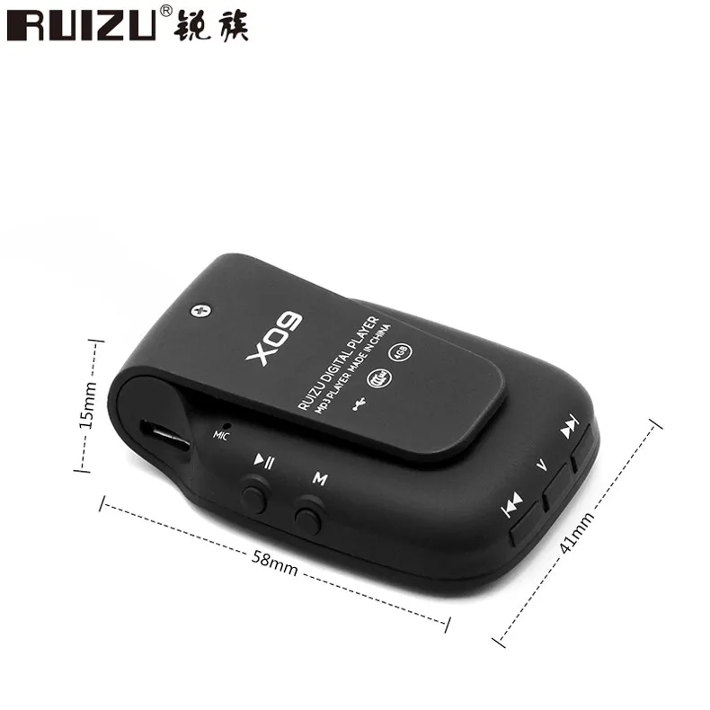 RUIZU X09 Flac бег Hifi Цифровой Спорт Аудио экран Mp 3 бег Мини Клип Музыка Mp3 плеер 4 Гб с наушниками радио FM TF SD