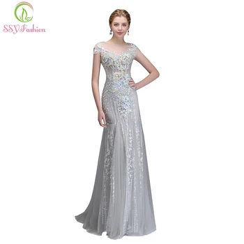 

Clearance sale High-end Lace Flower Mermaid Evening Dress Luxury Banquet Beading Appliques Fishtail Prom Party Fromal Dresses