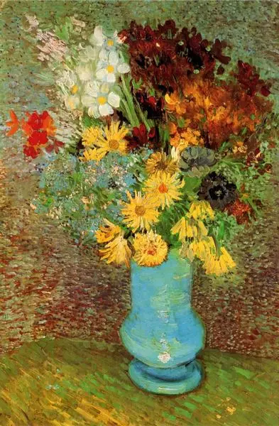 

Textured art canvas Vase with Daisies and Anemones by Van Gogh flowers oil painting art for living room wall decoration No Frame