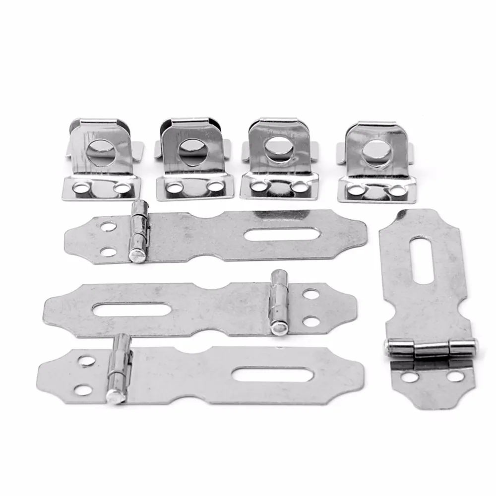 

4Pcs Stainless Steel Home Drawer Door Safety Padlock Latch Hasp Staple NO.5