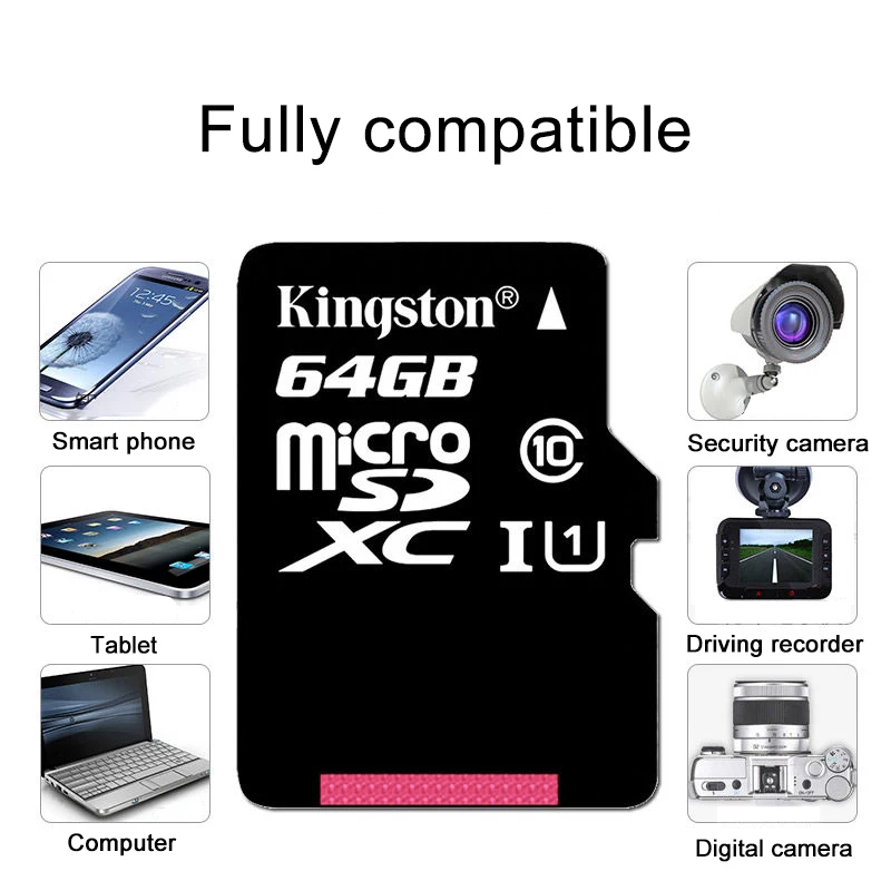 Kingston микро Флэшка карта памяти Mini 16 ГБ 32 64 Гб 128 MicroSDHC UHS I SD/TF дощечка для записей