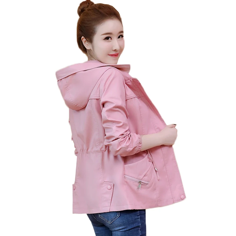 

Trench Coats For Women New Spring Autumn Windbreaker Outerwear Slim Short Female Hooded Coats Casual Tops Women's clothing AA946