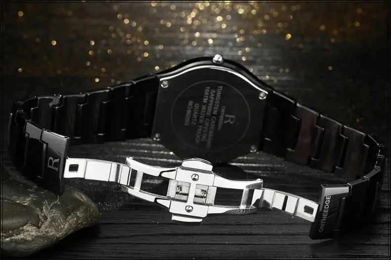 Роскошные мужские часы вольфрамовой стали Кварцевые часы человека водонепроницаемый календарь неделю Бизнес Мужские наручные часы с