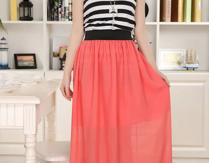 Free Shipping New Brand Designer Hot Sale Candy Colors High Quality Sexy Long Chiffon Skirt Pink Blue Black Red White Green C003 Free Shipping New Brand Designer Hot Sale Candy Colors High Quality Sexy Long Chiffon Skirt Pink Blue Black Red White Green C003