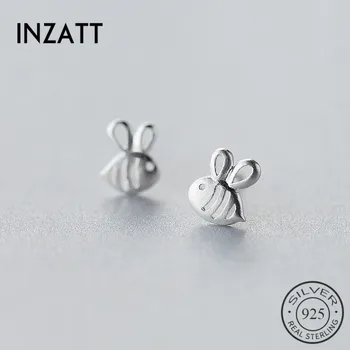 

INZATT Punk Real 925 Sterling Silver Cute Hollow Tiny Bee Stud Earrings For Women Party Fine Jewelry Lovely Accessories Gift