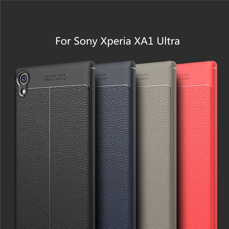 

For Sony Xperia XA1 Ultra Leather Carbon Fiber Silicone Case for Sony XA1 Plus Full Cover Soft TPU Shockproof Phone Cases