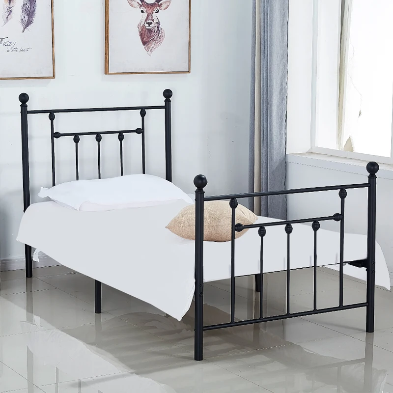 

Twin Size Bed Frame, Single Metal Platform Mattress Foundation/Box Spring Replacement with Headboard (Twin)