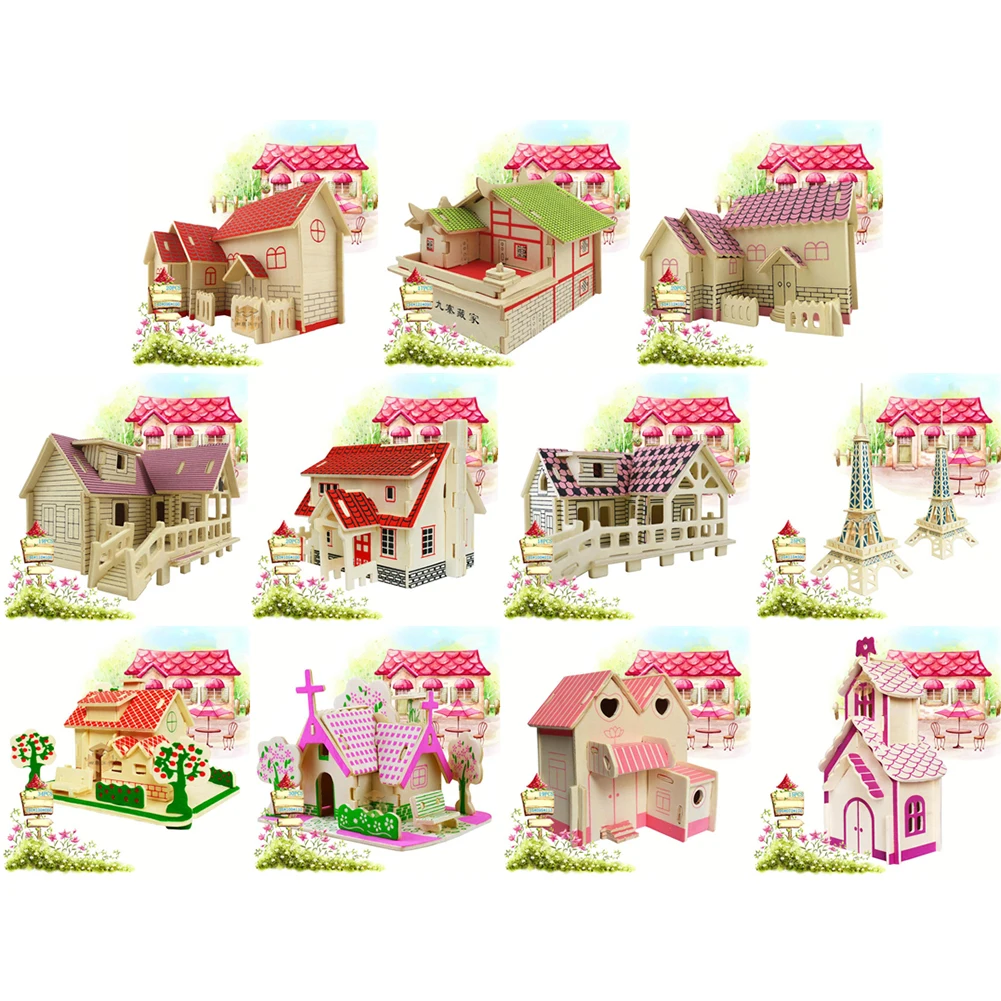Романтический деревянный домик обучающий пазл игрушка Diy 3d режим дом игрушки модель здания Деревянный 3d пазл для детей и взрослых