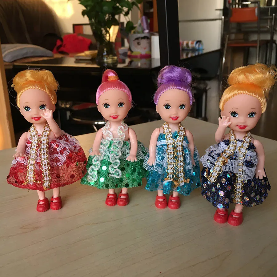 

4Pcs/lot Cute Doll Toy Moveable Joint Body with Clothes Kelly Dolls Mixed-Style Gils Plastic Best Gift Figure brinquedo 11cm