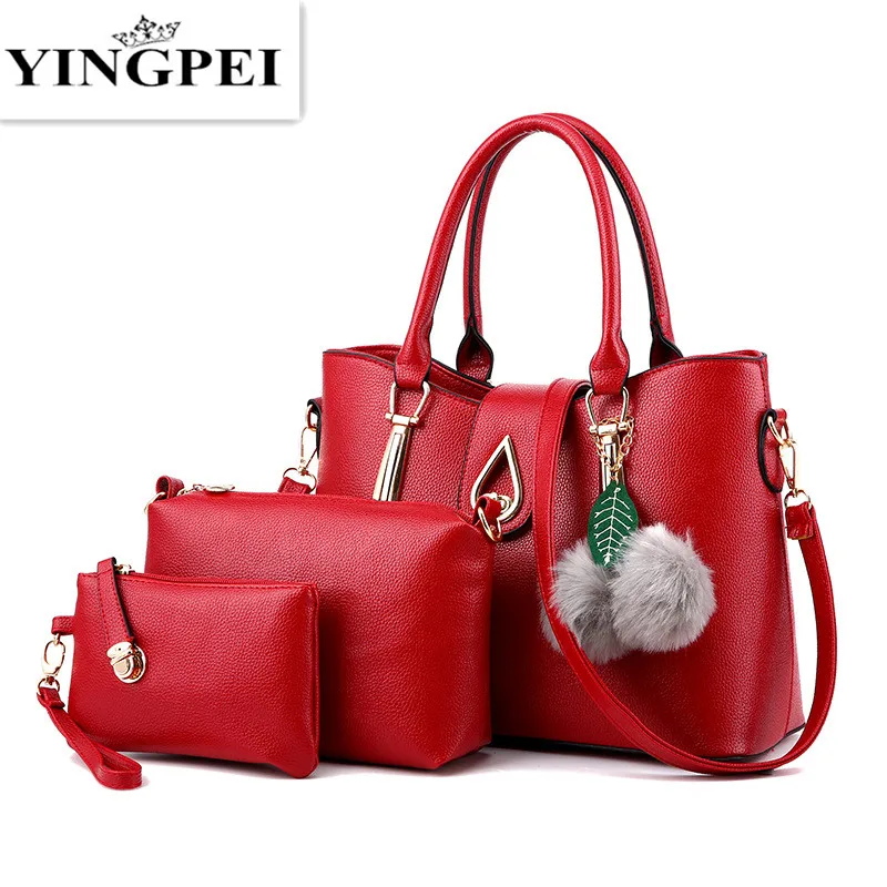 

YINGPEI Women Handbags PU Messenger Bags Ladies Famous Brand Designs Handbag Top-Handle 3 Pcs/Set Shoulder Composite Bag