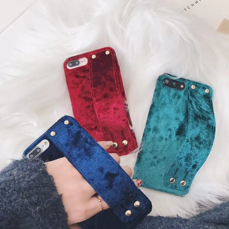 Чехол для Apple iPhone 7 6 s 8 плюс X Роскошные Плюшевые запястье протектор кронштейн