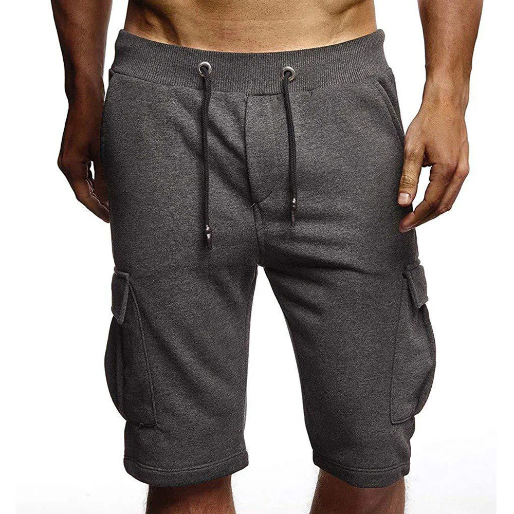 Новые стильные мужские повседневные короткие спортивные штаны для бега, однотонные брюки, беговые штаны, брюки