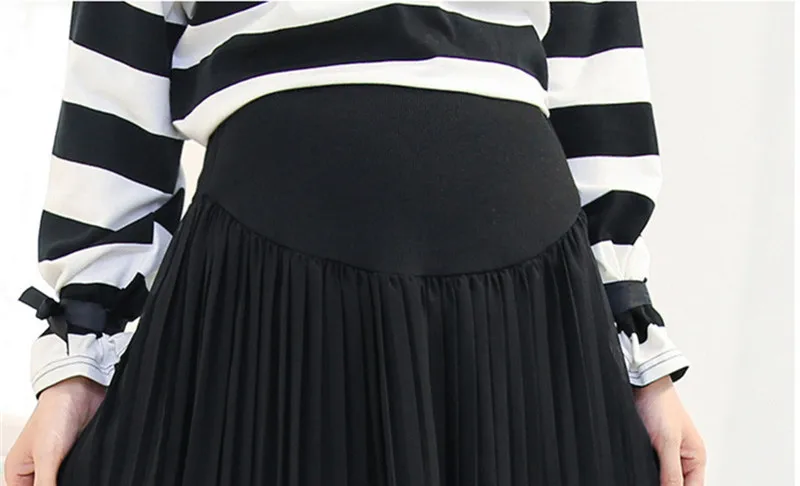 Юбки для беременных весенние шифоновые платья плиссированная юбка для беременных женщин с высокой талией Черный Vestido Care пояс для беременных Одежда
