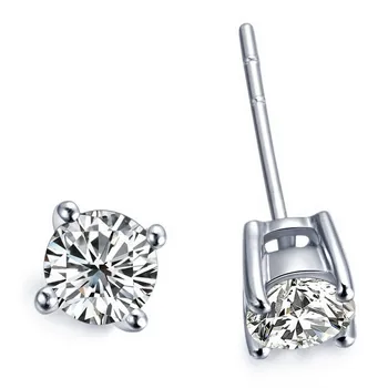 

Factory Wholesale High Quality Guarantee Round Cut Solid 18k White Gold Solitiare Diamond Stud Earring Wedding Jewelry