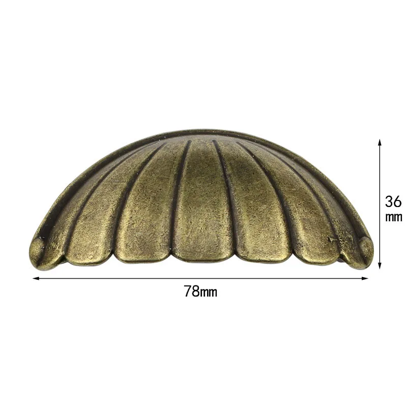 MEGAIRON Metal Kitchen Drawer Cabinet Door Handle Furniture Knobs Hardware Cupboard Antique Brass Shell Pull Handles 78*36MM