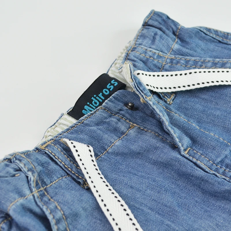 3Boys Denim Shorts Kids Jeans Short Pants Adjustable Waist Light Color Blue Pantalones Toddler Trousers Summer Children Clothing