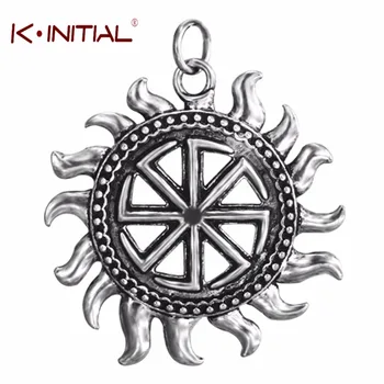 Kinitial 5pcs Slavic Silver Molvinets Yarilo Pendants Slavic Amulets Talismans Charms Kolovrat Pendant Handmade Fashion Jewelry