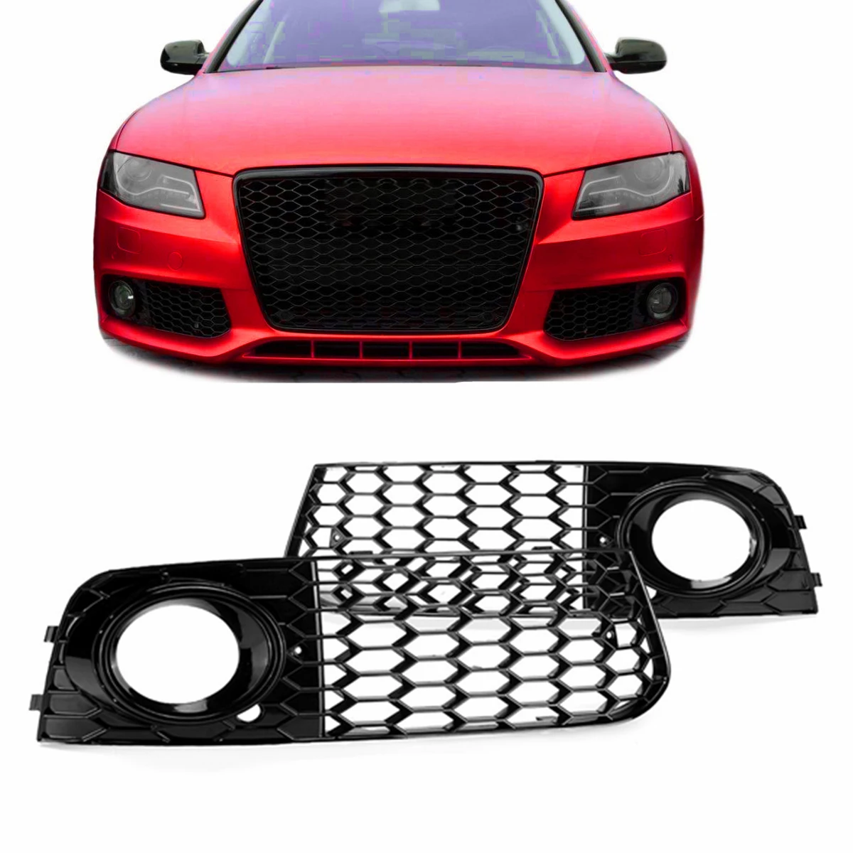 1Pair Fog Light Grills only For 09 12 for Audi A4 B8 RS4 Style