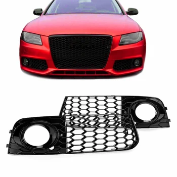 

1Pair Fog Light Grills only For 09-12 for Audi A4 B8 RS4 Style Honeycomb Mesh Fog Car Front Bumper Light Grills in Racing Grills