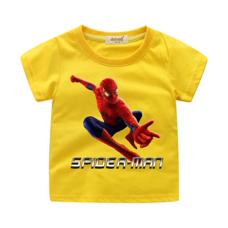 Boys Cartoon Spiderman T-shirt Costume Baby Summer Tee Top 100%Cotton Clothes Children Girls Casual Short Sleeve Tshirts WJ204 (9)