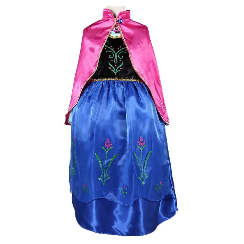 Костюм принцессы Анны; платье Эльзы и Анны для девочек с накидкой; детская одежда для костюмированной вечеринки на Хэллоуин; vestidos infantis - Цвет: anna cape