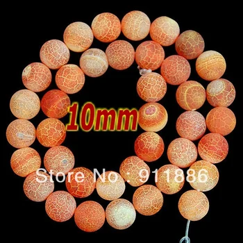 

Wholesale Natural Stone 195Pcs/Pack 10mm Orange Frosted Matte Fire Onxy Loose Round Beads Findings For Jewelry Making
