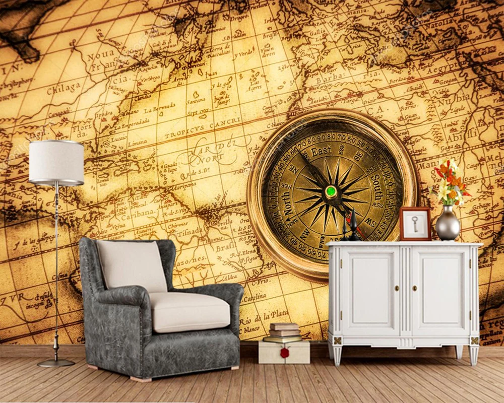 

Papel de parede vintage compass ancient world map 3d wallpaper,living room tv sofa wall bedroom wall papers home decor bar mural