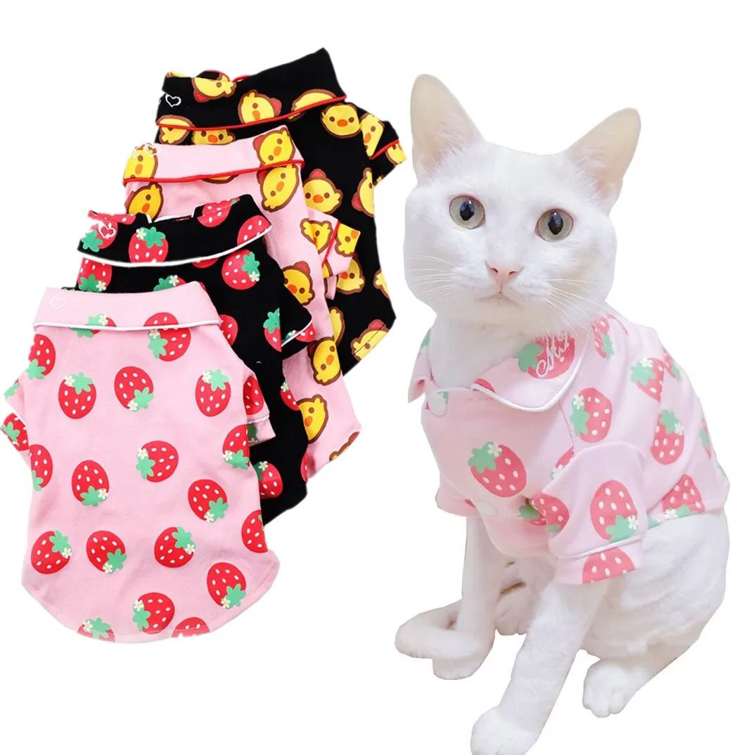 Pet Cat Clothes Mascotas Costume Halloween Soft Cute Chick Strawberry ...