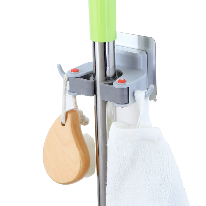 1PC Wall Mounted Mop Handle Bar Holder Rack Space Saver Brush Broom Organizer Hanger Hooks