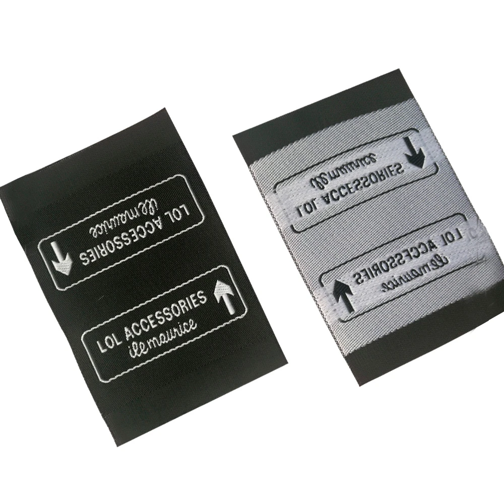 Customized Loop Fold Woven Labels With Own Logo For Clothing Neck Garment Tags Custom Hand Made Label Sewing Fabric Tag