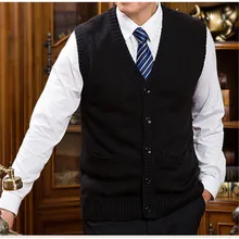 Осенне-зимний мужской кардиган, вязаный жилет, Свитера без рукавов, стандартный шерстяной Хлопок, мягкая мужская Трикотажная одежда, Рождественский подарок