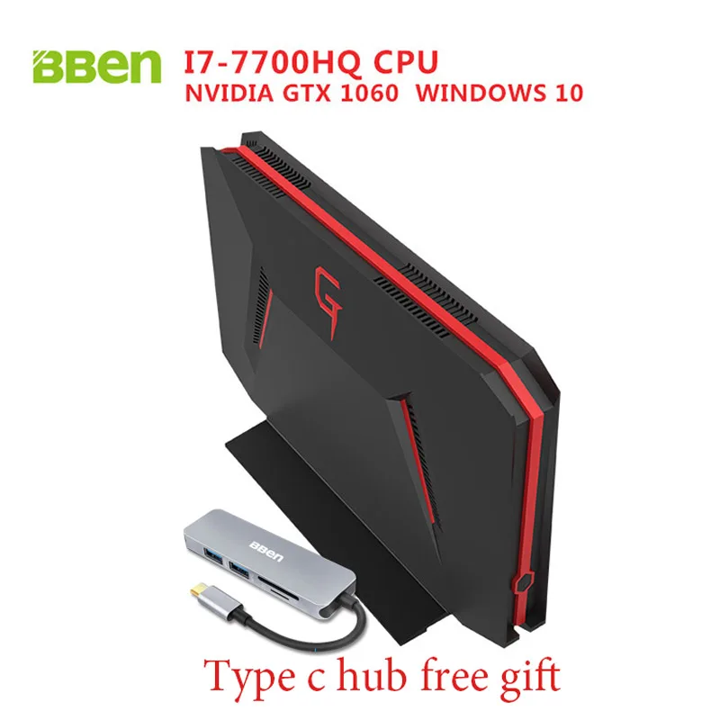 Bben GB01 Desktop Mini PC Win10 Intel I7 7700HQ CPU 6GB DDR5 NVIDIA GEFORCE GTX1060 32G DDR4 RAM HDD/SSD Options RJ45 WIFI BT4.0