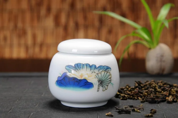 Креативный мини керамический портативный чай может Традиционный китайский чай контейнер с китайской картины