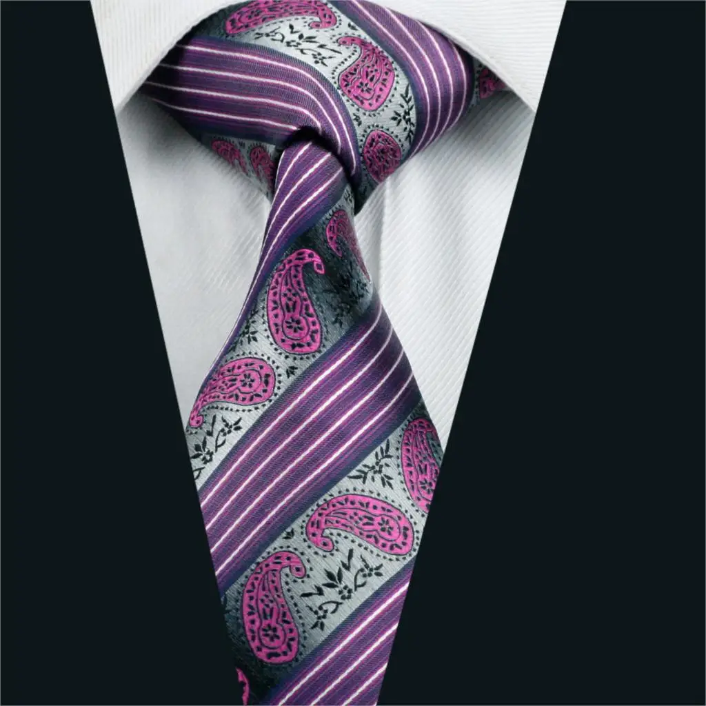 DH 791 Mens Silk Tie Purple Novelty NeckTie 100% Silk Jacquard Ties For ...