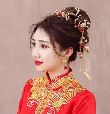 Китайская заколка в виде цветка феникс корона свадебное платье волосы одежда аксессуары древний костюм Хана аксессуары для Азии - Цвет: Style F