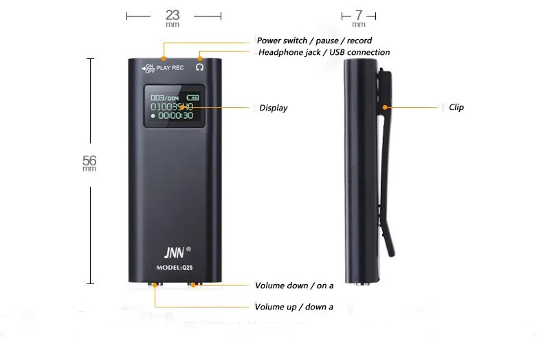 Free Shipping Q25 Micro Miniature Professional Voice Recorder Noise Cencelling 8GB MP3 Voice Activated Digital Voice Recorder